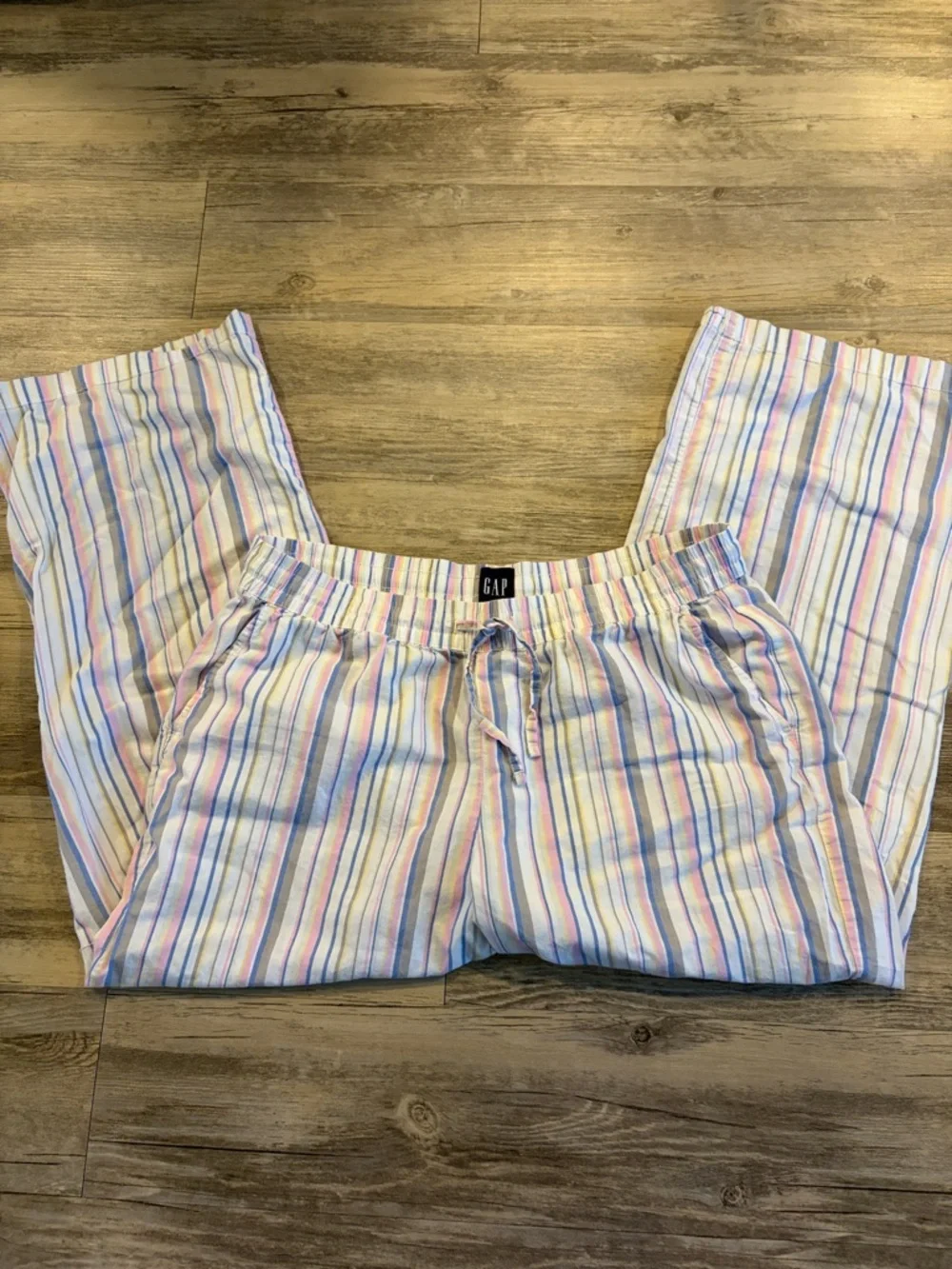 GAP Pastel Multistripe Drawstring Cotton Pajama Pants - Picture 1 of 4